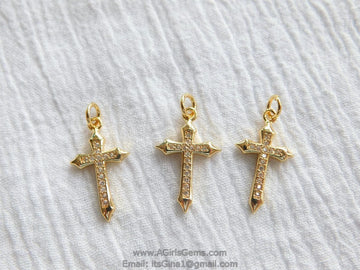 Cross Charms, CZ Micro Pave Rose Gold Cubic Zirconia Cross Pendants, AG 191